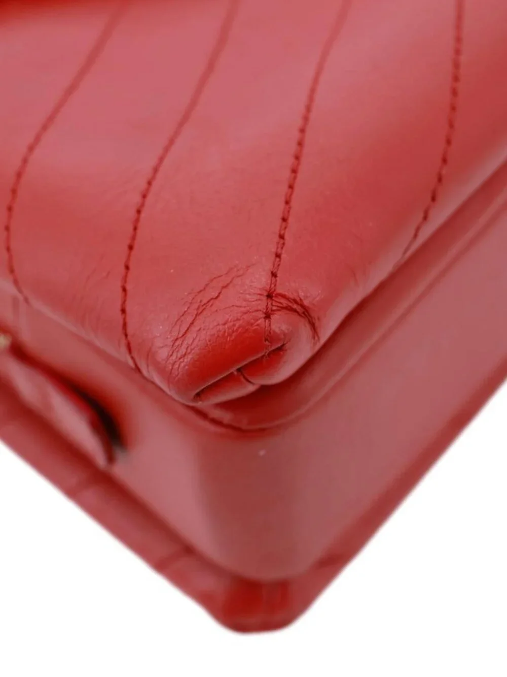Chanel Envelope Flap Lambskin Chevron Stitched Leather Crossbody Bag Red